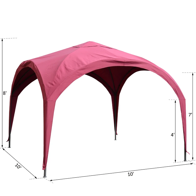Outsunny 10’ x 10’ Outdoor Portable Dome Canopy Tent Sunshade Cover - Wine Red