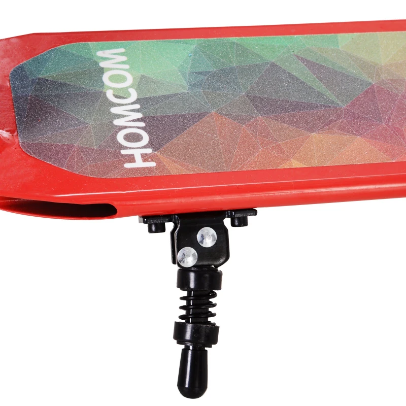 HOMCOM Kick E-Scooter Folding Adjustable - 8" Solid Wheels - Designed For Ages 14+ - Red