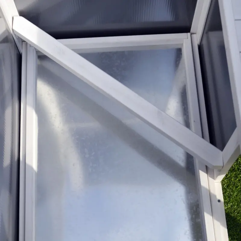 PawHut 32" Luxury Large Wooden Outdoor Open Covered Chicken Coop House with Run and Nesting Box - Gray and White