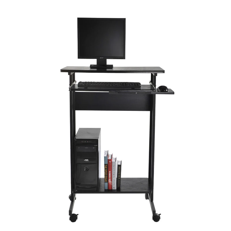 HomCom 30" Mobile Rolling Computer Workstation Standing Desk with Keyboard Shelf