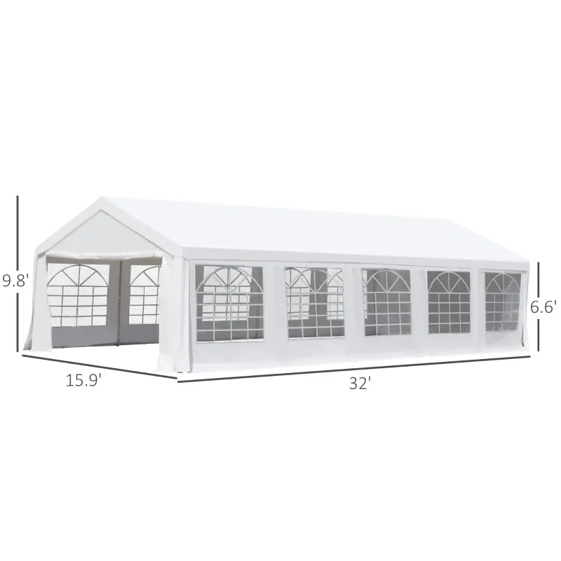 Outsunny Outdoor 32"x16" Heavy Duty Portable Carport Gazebo Canopy Wedding Tent Garage - White