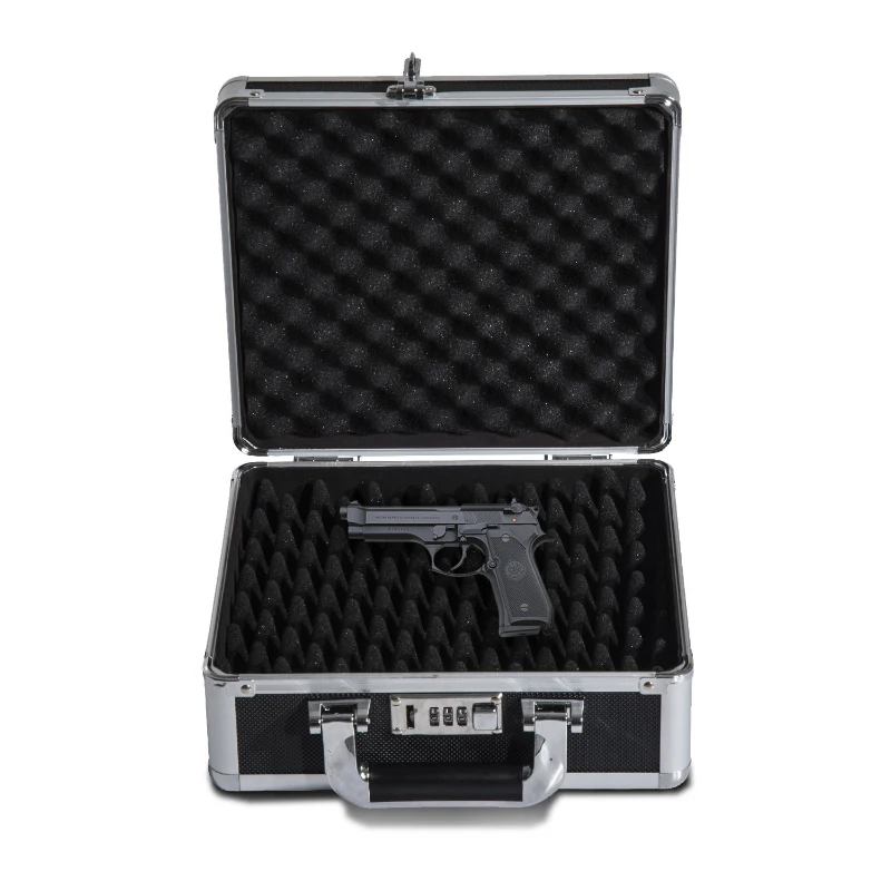 HomCom 11" Portable Aluminum Gun Case with Padded Interior and Combination Lock - Black