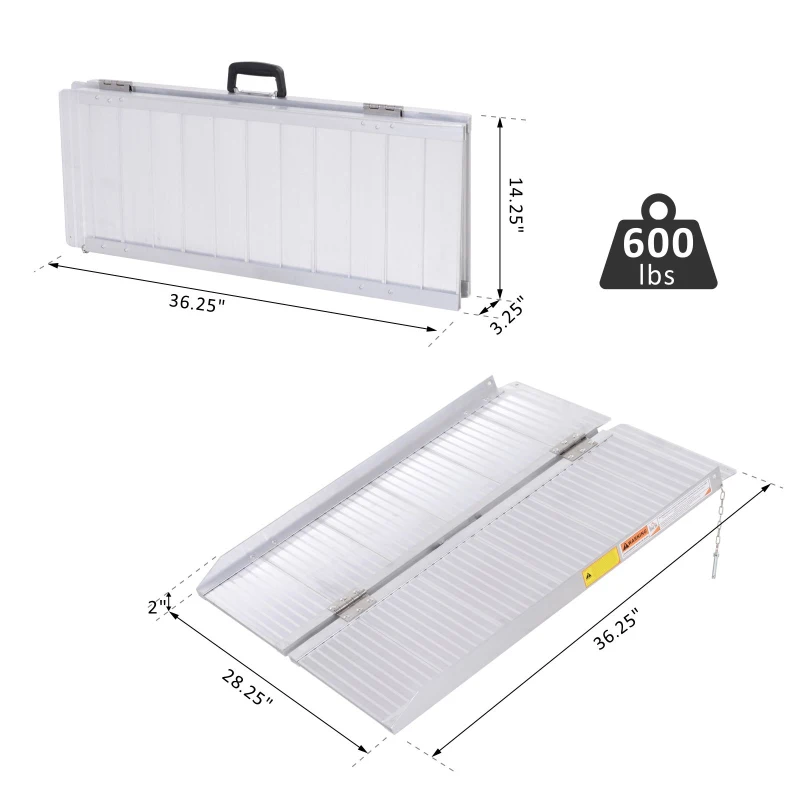 HOMCOM 3FT Aluminum Foldable Wheelchair Ramp Scooter Mobility w/ Carry Handle