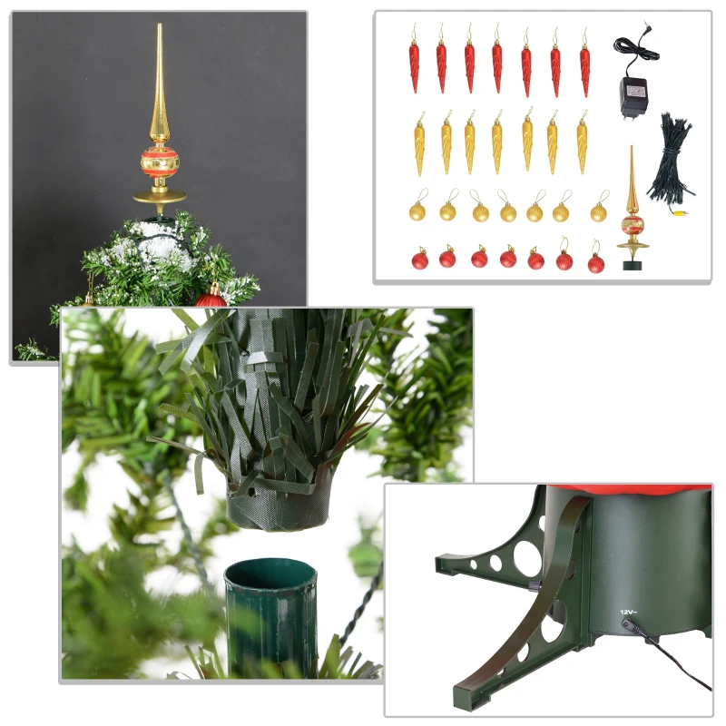 HOMCOM 4.5' Pre-Lit Musical Tabletop Snowing Artificial Christmas Tree with Umbrella Base and Ornaments  Green