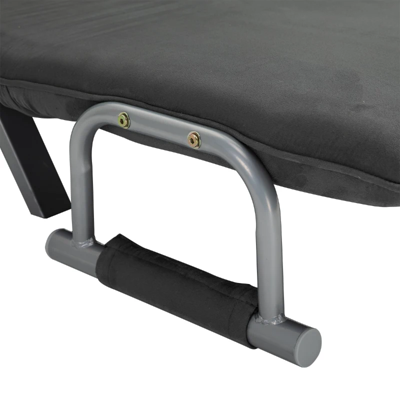 HomCom Twin Size Convertible Sleeper Bed Lounger Chair Faux Suede Microfiber Slip Cover - Gray