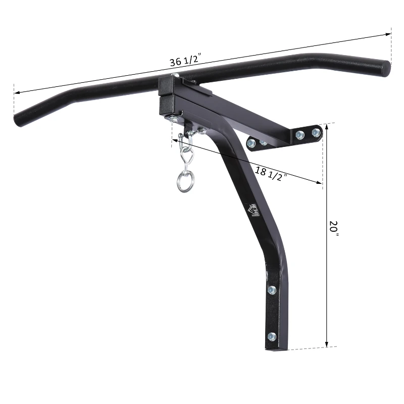Soozier Wall Mount Heavy Punching Bag Hanger with Pull Up Bar - Black