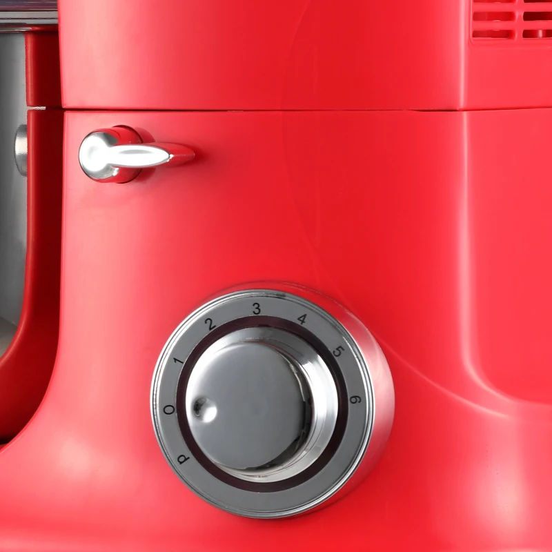 HOMCOM Stand Mixer with 6+1P Speed, 600W Tilt Head Kitchen Electric Mixer with 6 Qt Stainless Steel Mixing Bowl, Beater, Dough Hook and Splash Guard for Baking Bread, Cakes, and Cookies, Red