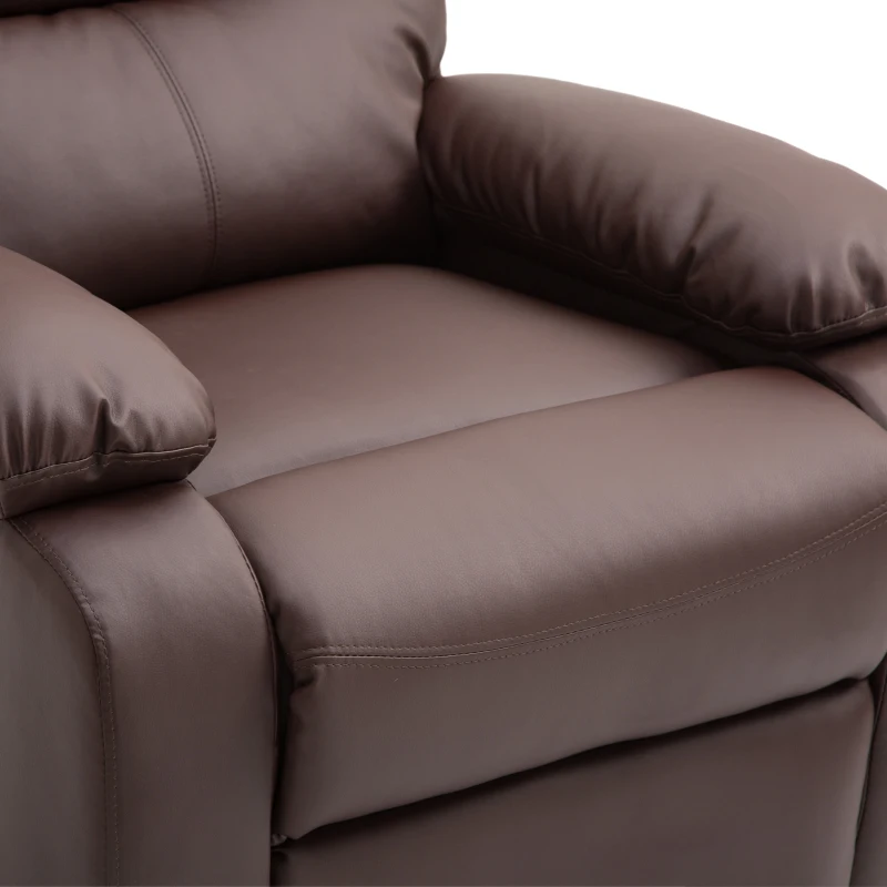 HomCom PU Leather Traditional Manual Recliner Chair - Brown