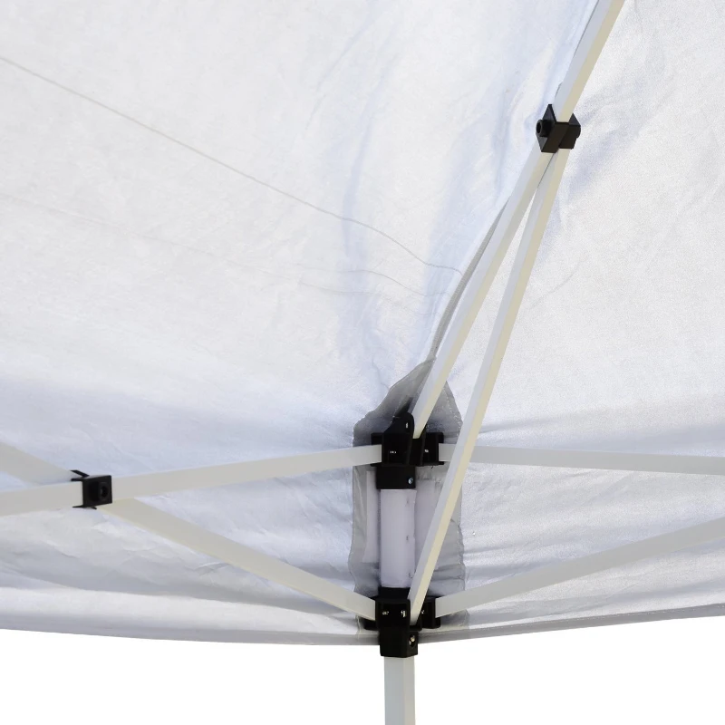 Outsunny 10' x 10' Easy Set Pop Up Canopy Tent Cover with Slanted Legs and Carrying Bag - White