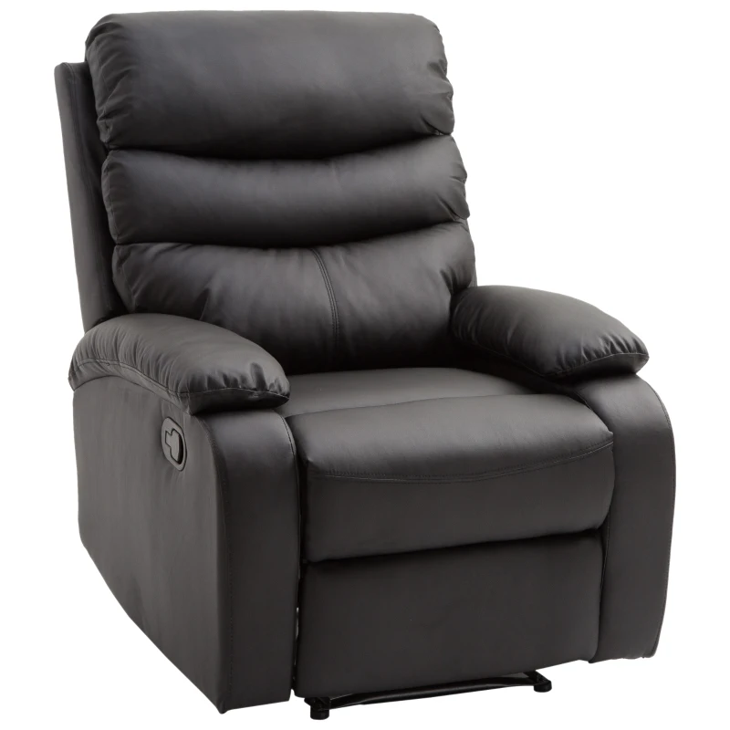 HomCom PU Leather Traditional Manual Recliner Chair - Black