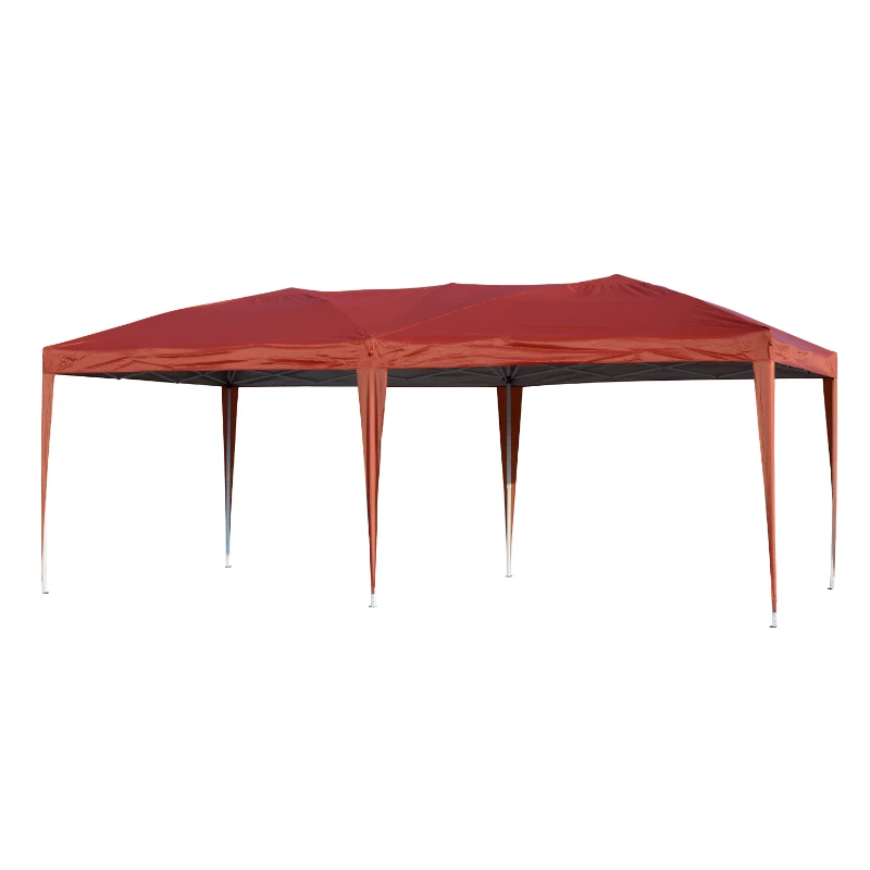 Outsunny 10' x 20' Pop Up Canopy Party Tent with 4 Removable Sidewalls - Rust Red