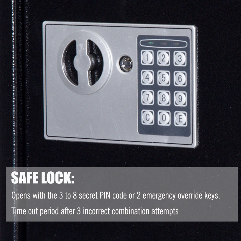 HOMCOM 40 Key Steel Wall Mount Safe Box Lockable Office Key Organizer Storage Cabinet with Key Tags - Black