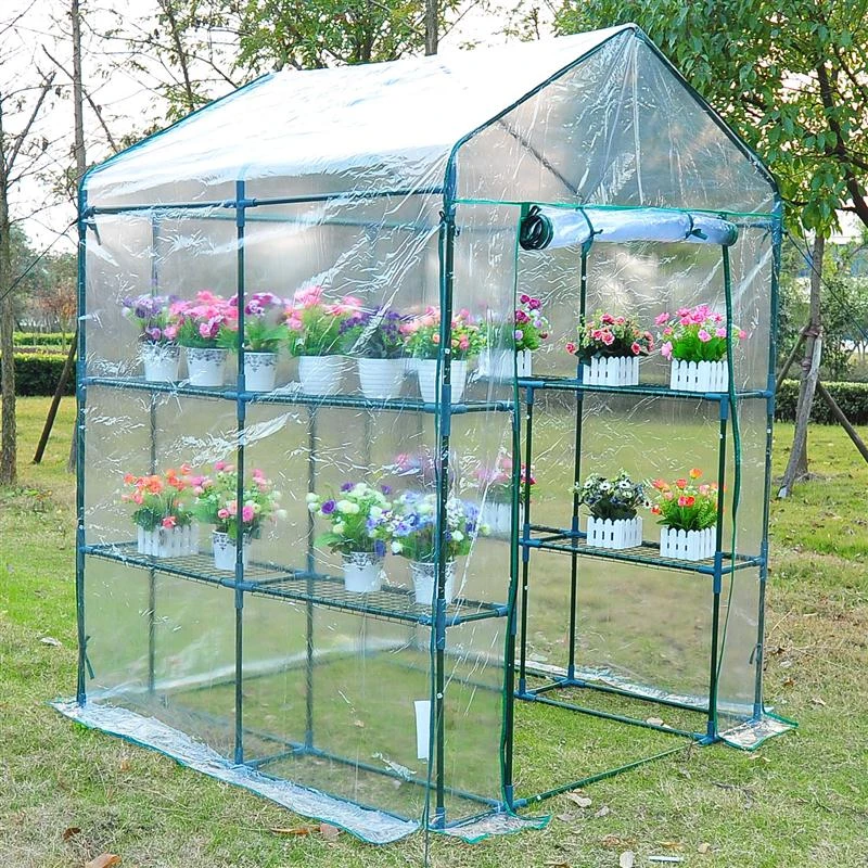 Outsunny 5' x 5' x 6' 3-Tier 8 Shelf Outdoor Portable Hobby Greenhouse Walk-In Garden Greenhouse Kit with Cover