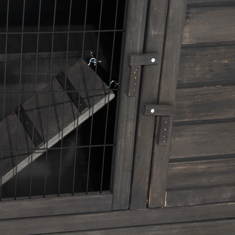 PawHut 47" 2-Story Raised Stacked Wooden Outdoor Rabbit Hutch Small Animal Cage with Pull-Out Trays