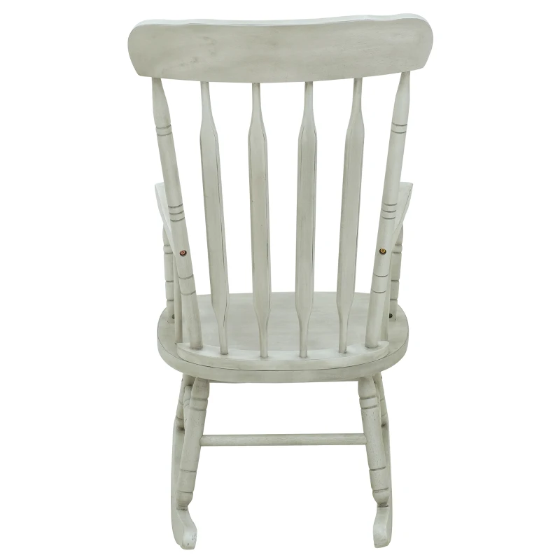 HomCom Rubberwood Indoor / Outdoor Porch Slat Rocking Chair - Antique White
