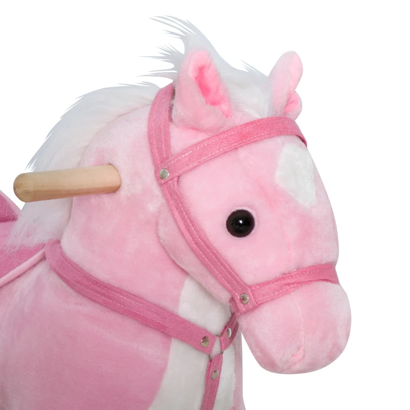 Qaba Kids Plush Toy Ride on Walking Horse - Pink