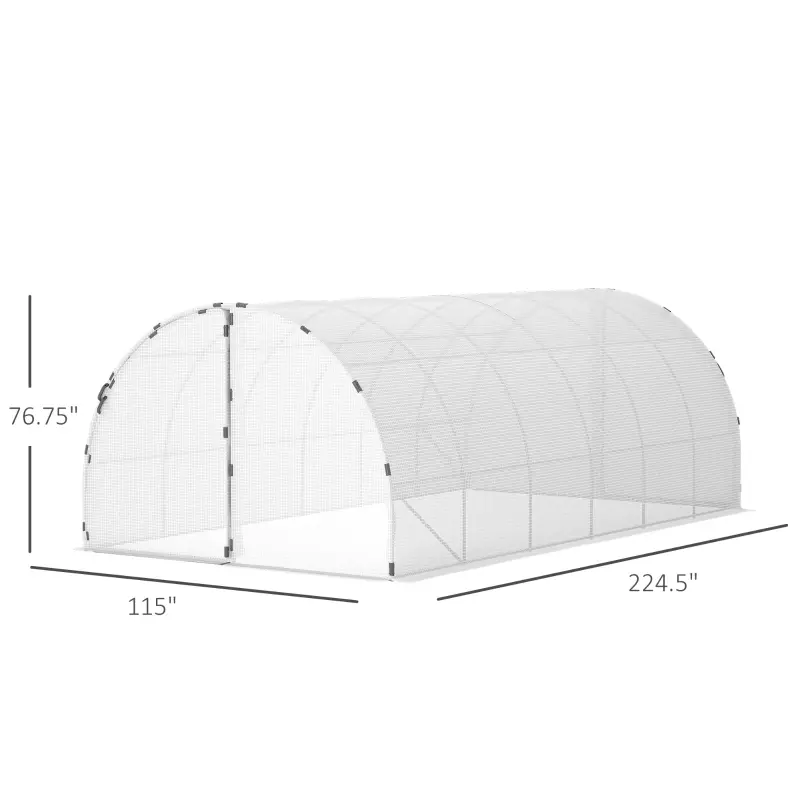 Outsunny 19' x 10' x 6' Large Walk-in Tunnel Greenhouse Garden Plant House, White