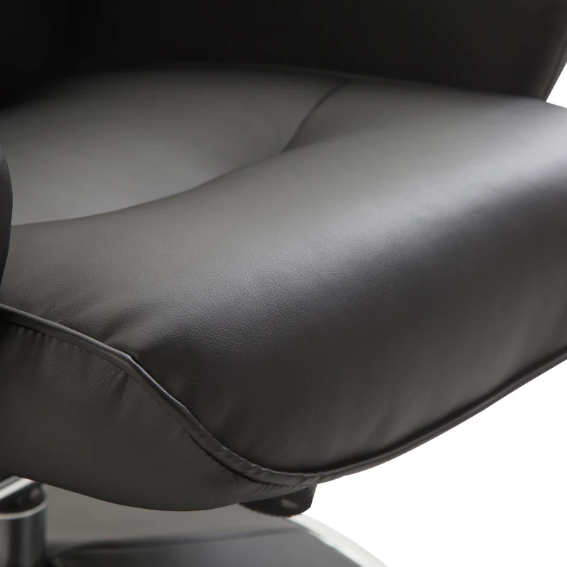 HOMCOM PU Leather Modern Swivel Recliner Chair with Ottoman Set - Black