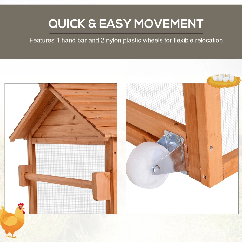 PawHut Deluxe Backyard Wood Poultry Chicken Coop Hen House Hutch Nesting Box w/Wheels - Wood