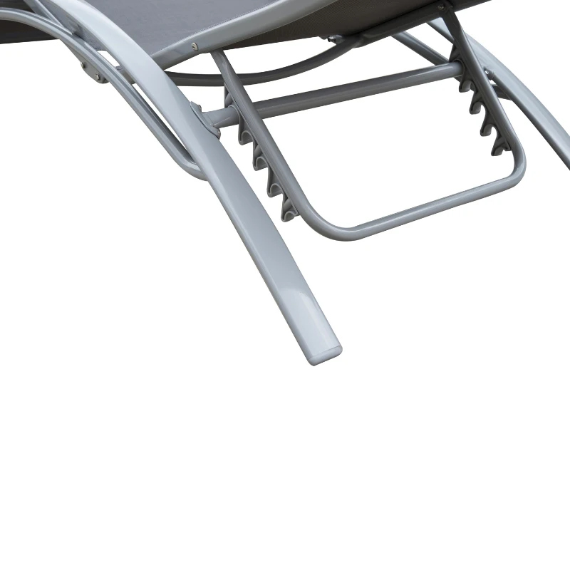 Outsunny Aluminum Outdoor Patio Chaise Lounge Chair with Cushion - Light Grey