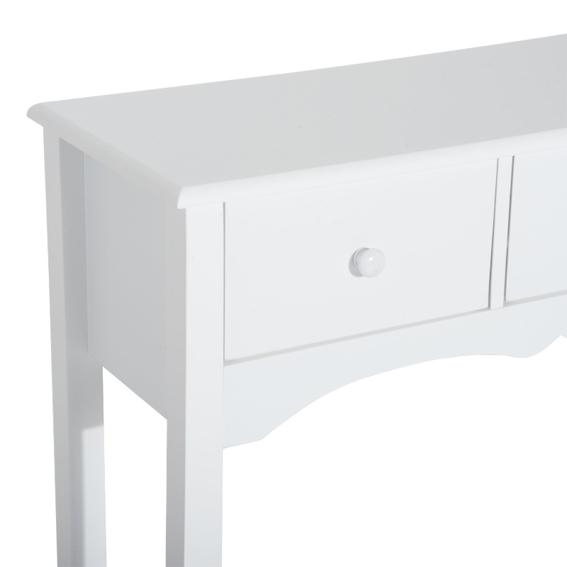 HomCom Narrow Wooden Front Entryway Wall Console Table 3 Drawers - White