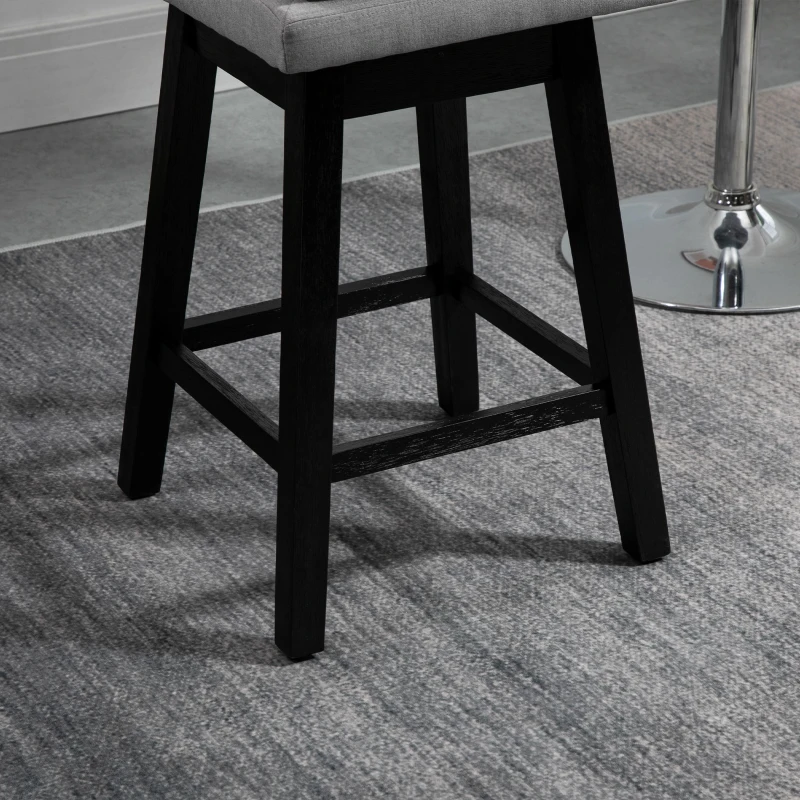 HOMCOM 28.5" Set of 2 Swivel Bar Height Bar Stools, Armless Upholstered Barstools Chairs with Soft Padding Cushion and Wood Legs, Light Gray