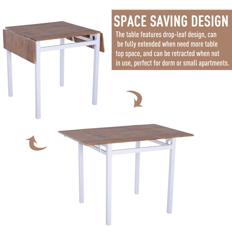 HomCom 5 Piece Drop Leaf Counter Height Dining Table and Chairs Set - Walnut / White