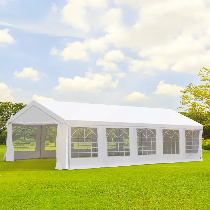 Outsunny Outdoor 32"x16" Heavy Duty Portable Carport Gazebo Canopy Wedding Tent Garage - White