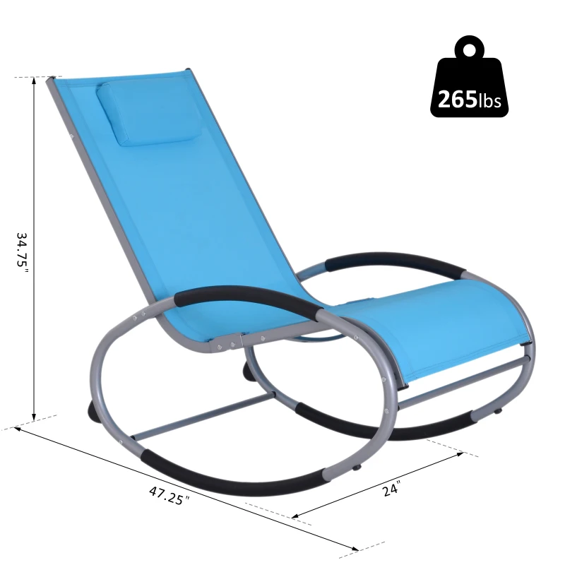 Outsunny Zero Gravity Rocking Lounge Sling Reclining Chair with Padded Headrest - Blue