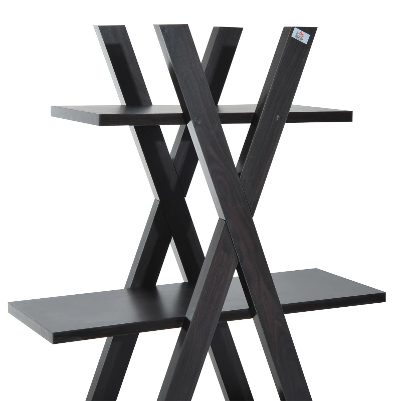 HomCom 4-Tier X Frame Open Shelf Bookshelf - Black