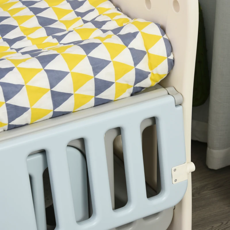 Qaba Convertible Crib with Wheels, Bedside Bassinet Use, and Rocking Cradle Abilities, Baby Crib without Mattress, Colors for Baby Boy or Baby Girl, Bassinet Crib, Blue