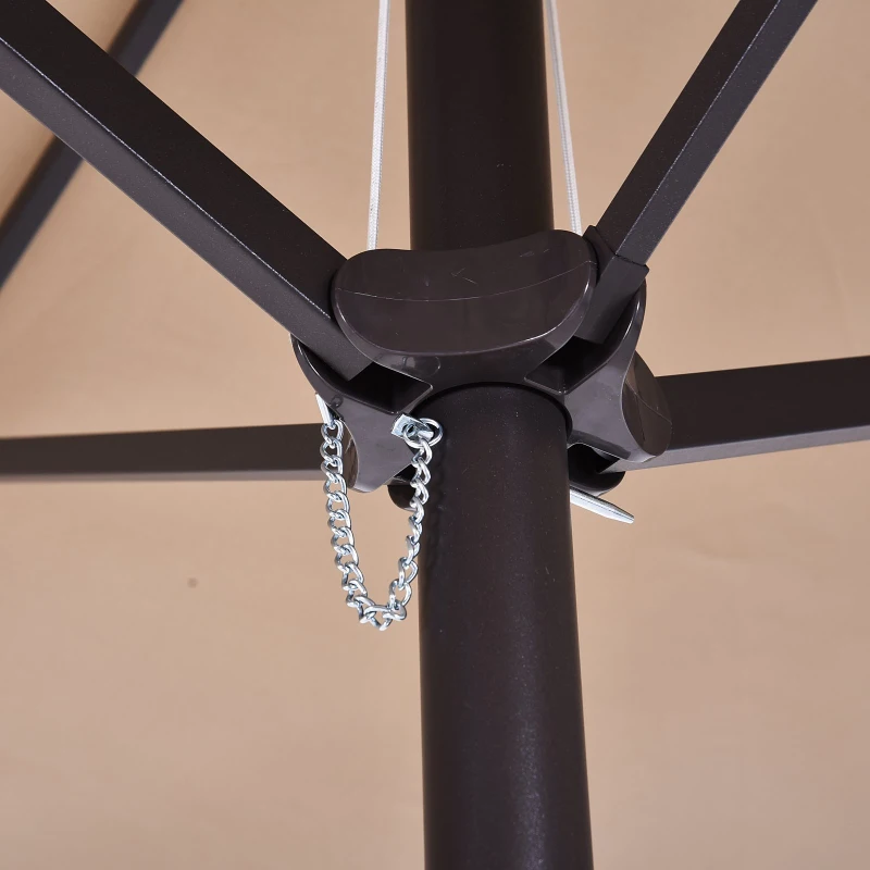 Outsunny 15' Double Sided Market Patio Umbrella, Steel Outdoor Shade Canopy for Garden and Poolside, Tan