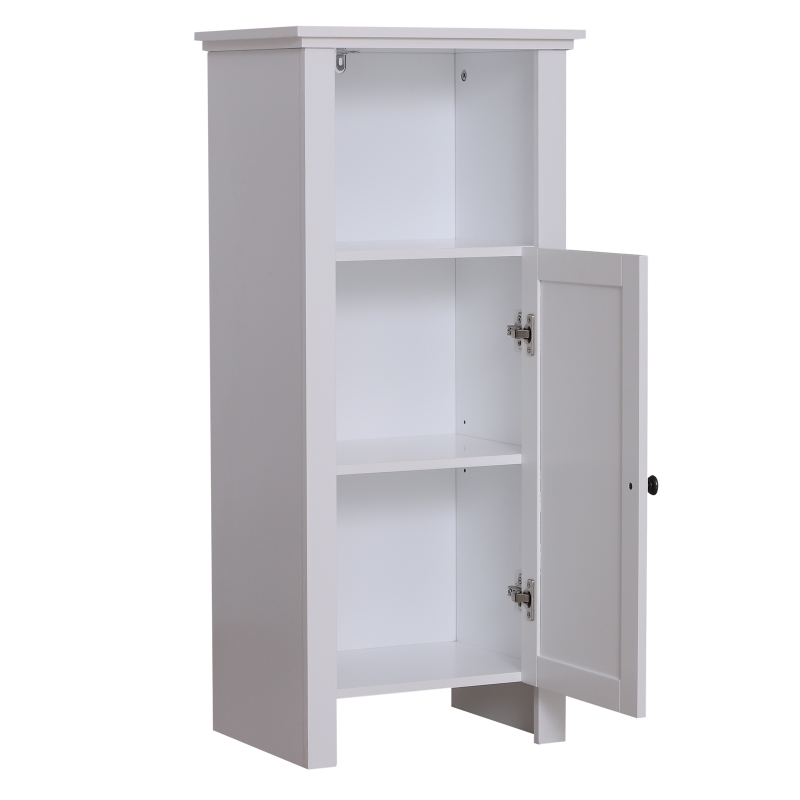 HomCom 36" Wooden Compact Modern Bathroom Storage Cabinet with Shelf- White