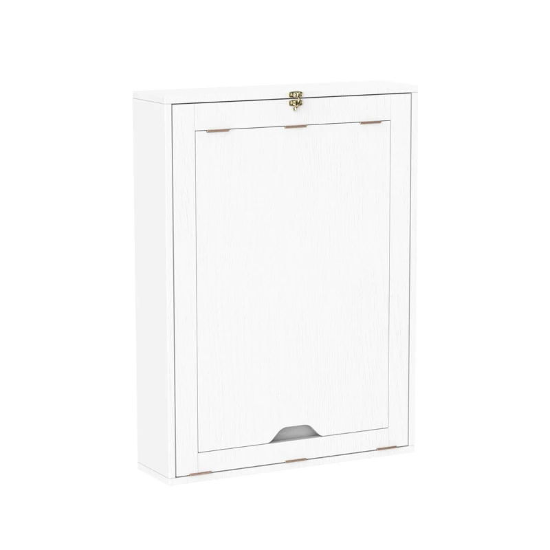 HomCom Wall Mounted Folding Table Computer Desk with Bookshelf Home Office Convertible Folding Storage Writing Table - White