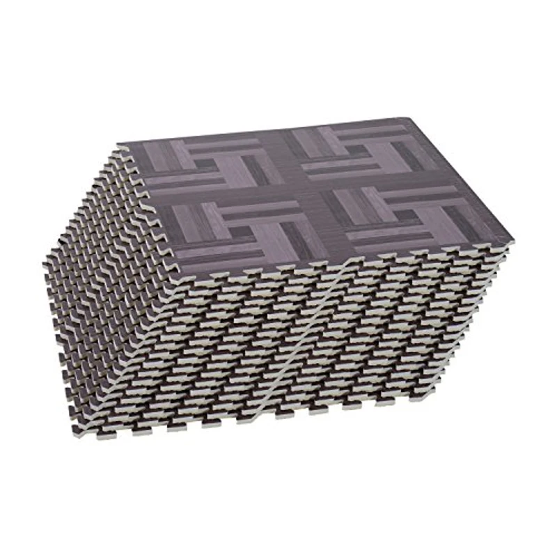 Soozier Interlocking Puzzle Protective Foam Floor Tile Mats - Dark Check Pattern