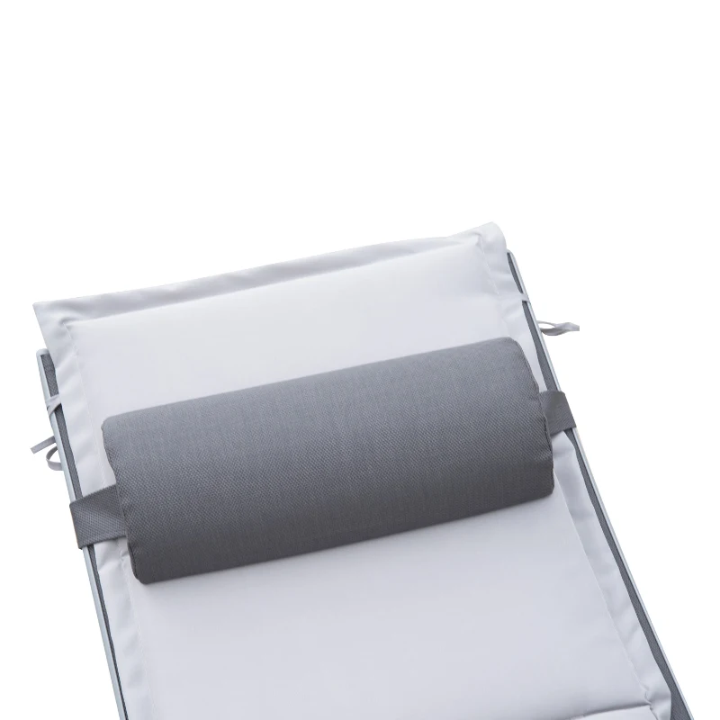 Outsunny Aluminum Outdoor Patio Chaise Lounge Chair with Cushion - Light Grey