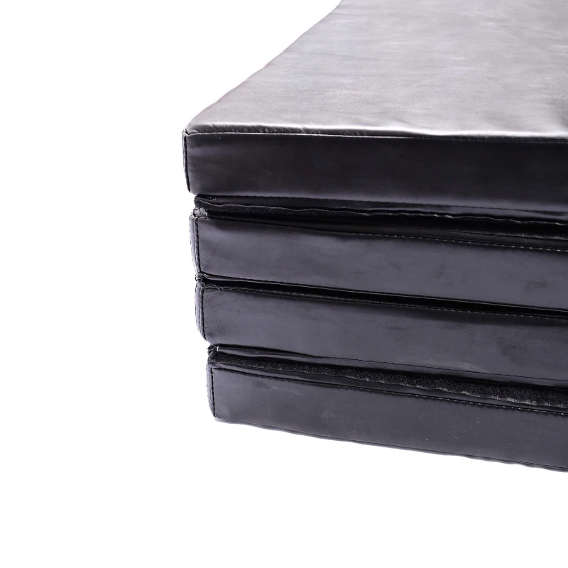 Soozier 6' x 4' x 2" PU Leather Folding Gymnastics / Martial Arts Mat - Black