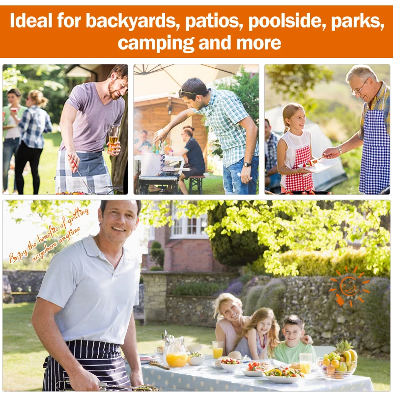 Outsunny 41" Folding Outdoor Charcoal BBQ Grill with Non-Stick Pan and Good Air Ventilation