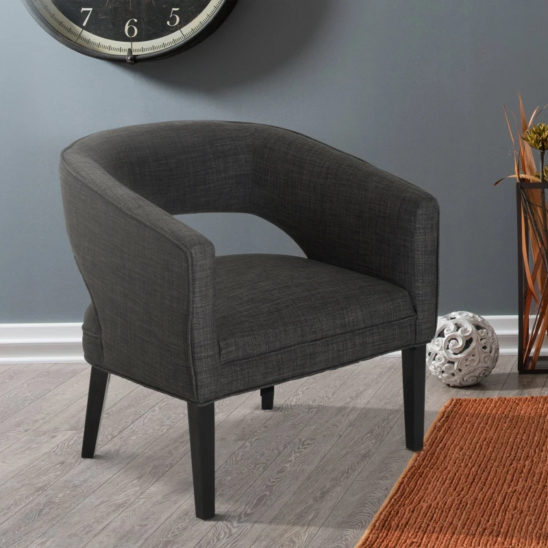 HOMCOM Ergonomic Open Back Birch Legs Upholstered Barrel Chair w/ Armrest