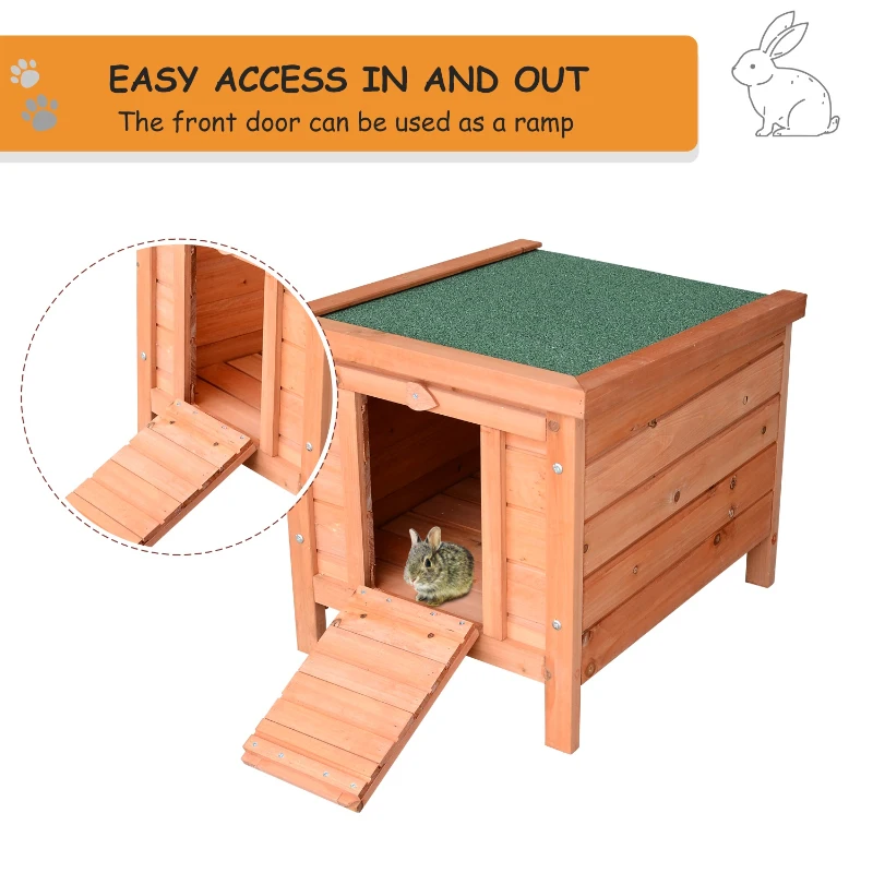 PawHut Wooden Rabbit Hutch, 20'' Compact Pet Habitat Cage for Bunnies and Small Animals, Ideal for Outdoor Use