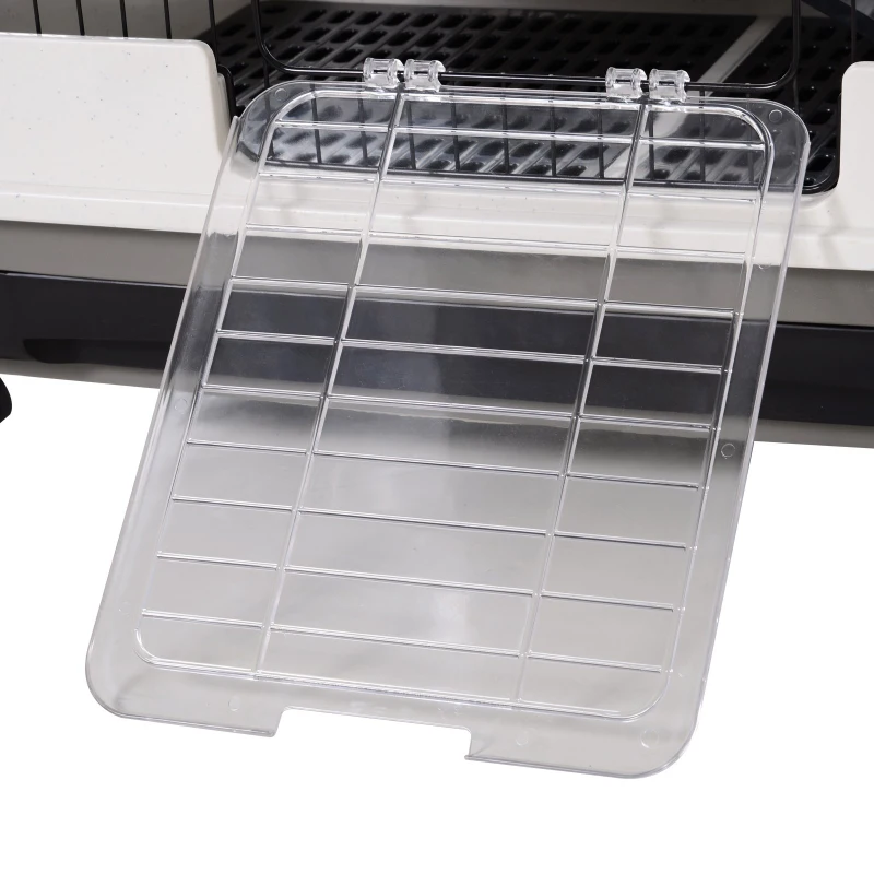 PawHut 43"H Ferret House Habitat Small Animal Hutch - Black and White