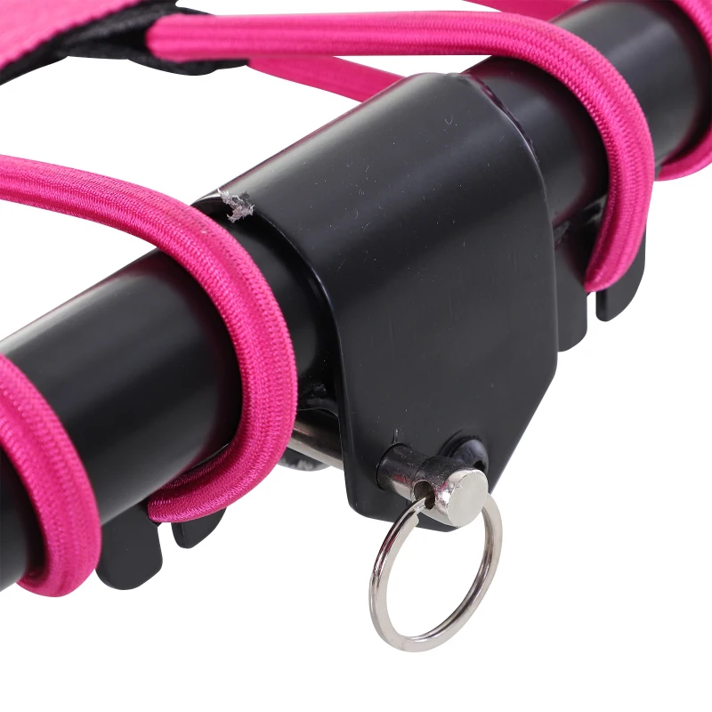 Soozier Easy Store 48-Inch Mini Exercise Kids Trampoline with Handrail Outdoor Bouncer Jumper Adjustable Bar Pink