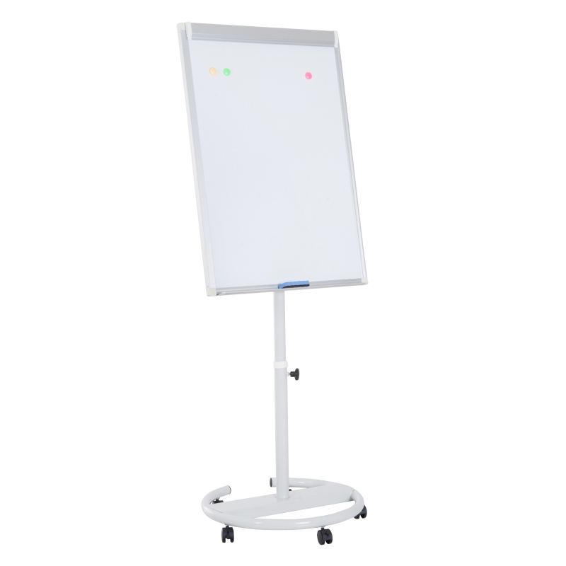 Vinsetto 28" x 40" Magnetic Height Adjustable Rolling Whiteboard Easel with Wheels