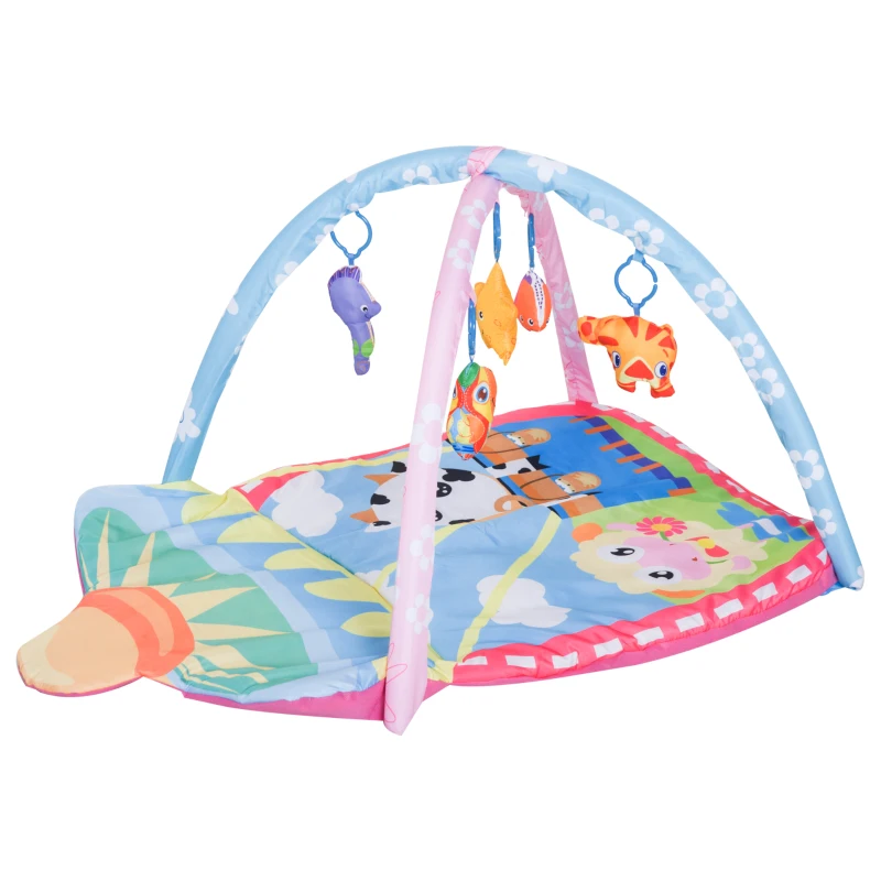 Qaba 36" x 26" Kids Baby Toddler Play Gym Activity Center Creeping Mat - Farm Animals