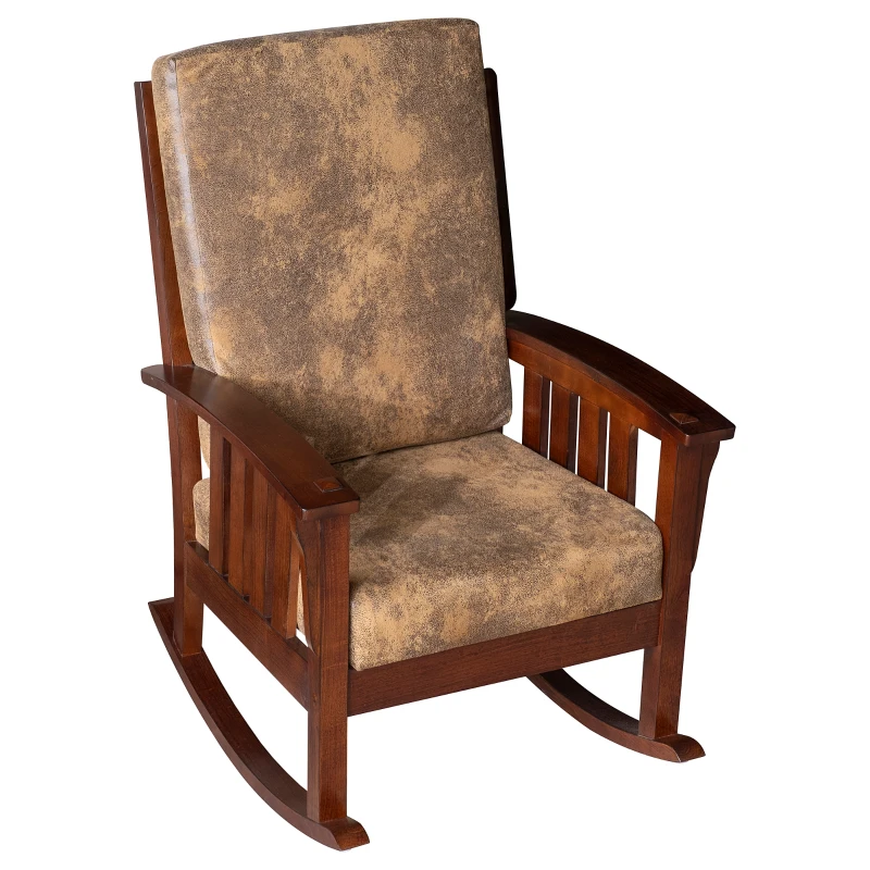 HOMCOM Faux Suede Rubberwood Indoor Porch Rocking Chair