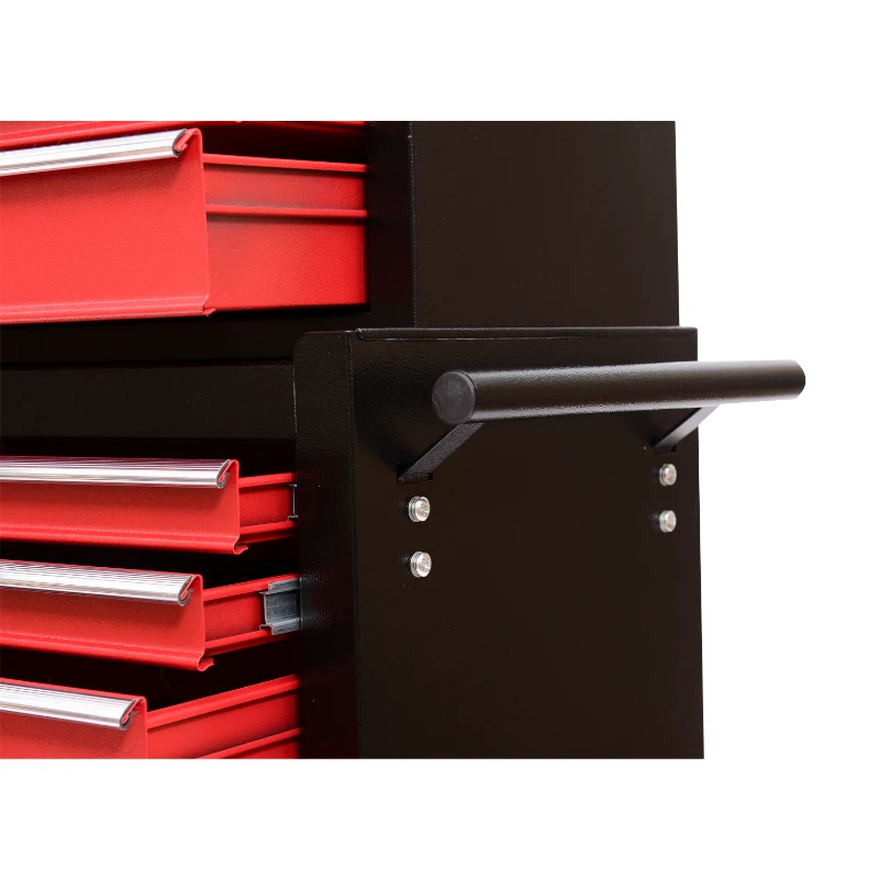 HomCom Garage Rolling Tool Chest Cabinet with 16 Drawers - Black and Red