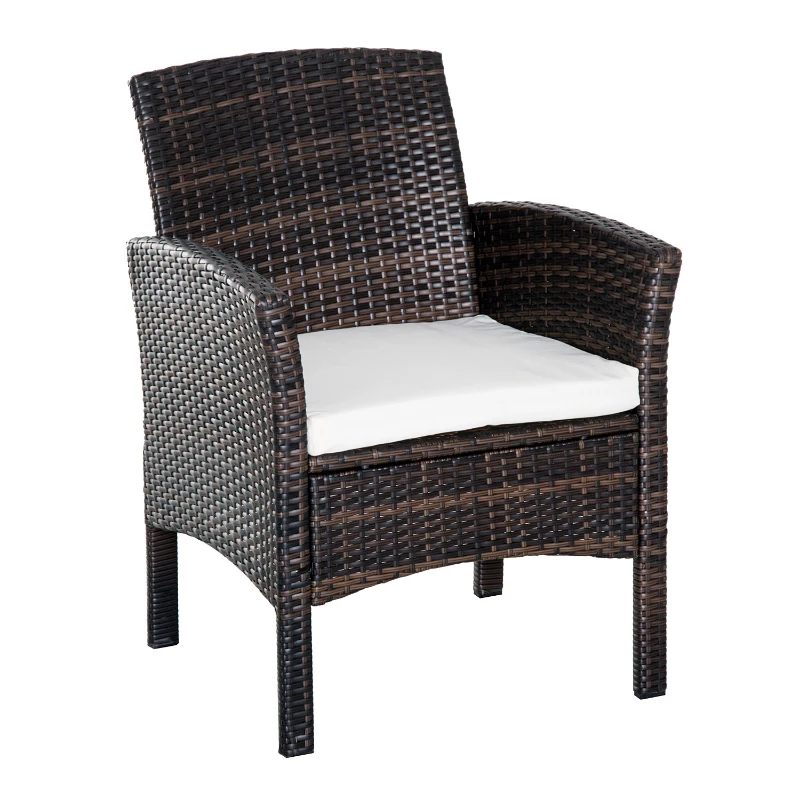 Outsunny 5 Piece Outdoor Patio Rattan Wicker Table Padded Sofa Chair Dining Set
