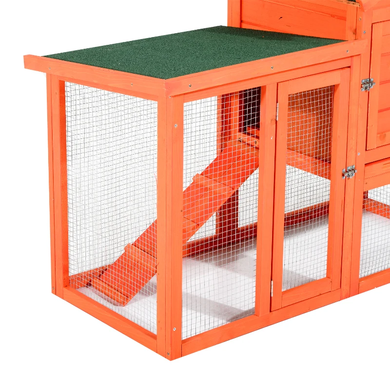 Pawhut 48" Wooden Rabbit Hutch w/ Ladder and Outdoor Run