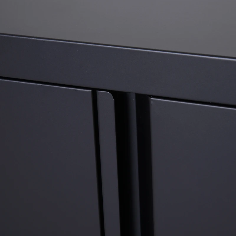 HomCom 36" Counter Height Metal Locking Storage Cabinet with 2 Adjustable Shelves - Black