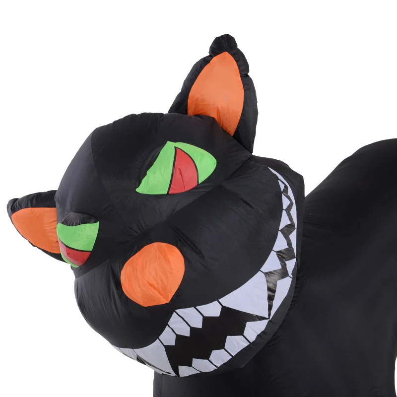 HOMCOM 10’ Lighted Inflatable Outdoor Halloween Yard Decoration - Animated Black Cat